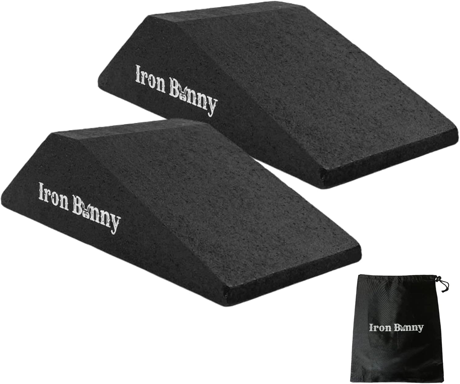 Iron Bunny Squat Wedge Block - Black Cork, Non-Slip Squat Ramp, Foot Wedges for Squatting, Deadlift, Calf Raise Block, Slant Board for Squats - Incline Board for Yoga, Stretching (2 Pack)