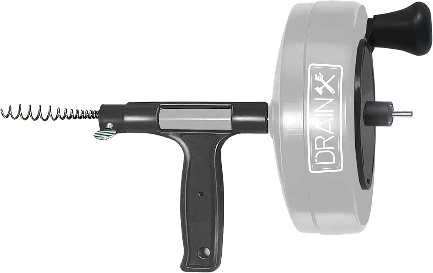DrainX 50-FT Steel Power Pro Drum Auger Plumbing Snake with Drill Attachment | Use Manually or Powered | Heavy Duty Cable with Work Gloves and Storage Bag Included