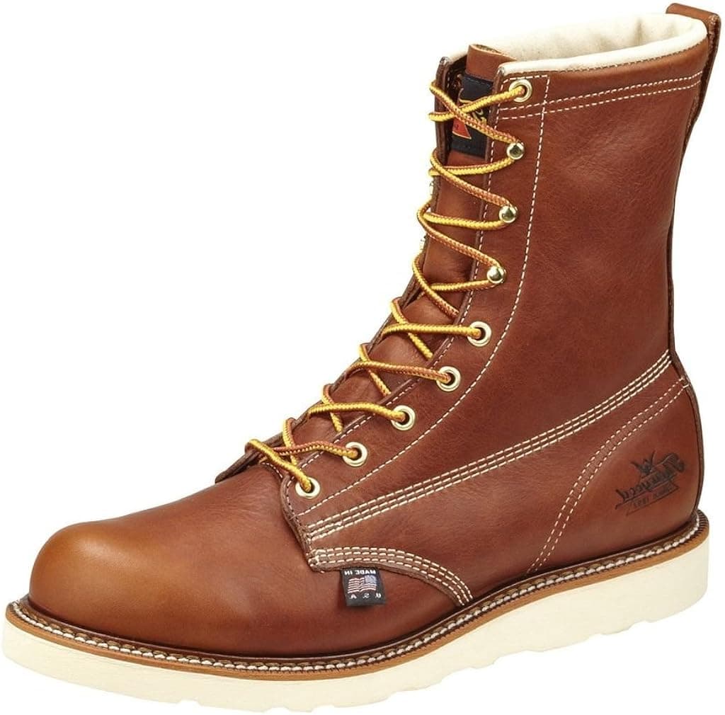 Thorogood American Heritage 8” Soft Toe Work Boots for Men Made from Premium Leather with Slip-Resistant Wedge Outsole and Shock-Absorbing Insole; EH Rated