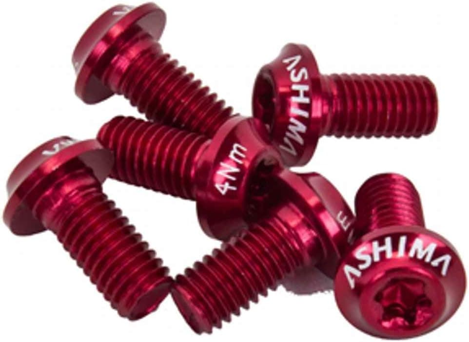 Ashima Alloy Torx Rotor Bolts, Pack of 6 - M5x10, Red