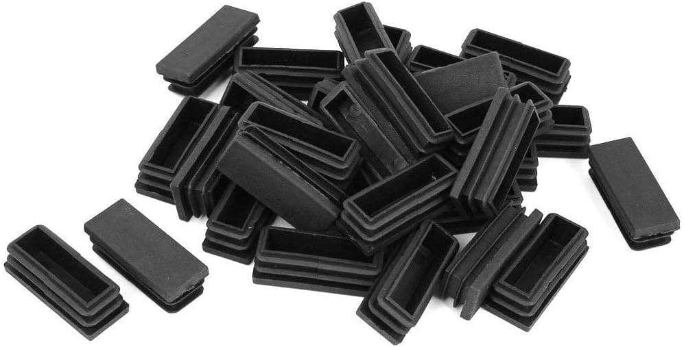 LDEXIN 48x19mm Rectangle Plastic Tubing Inserts End Furniture Table Chair Pipe Leg Plug Black 18pcs