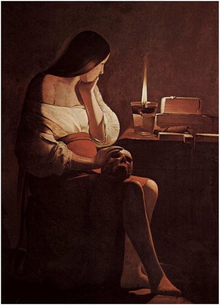 Georges de La Tour (Penitents Maria Magdalena (Magdalena Terfens)) Art Poster Print 13 x 19in