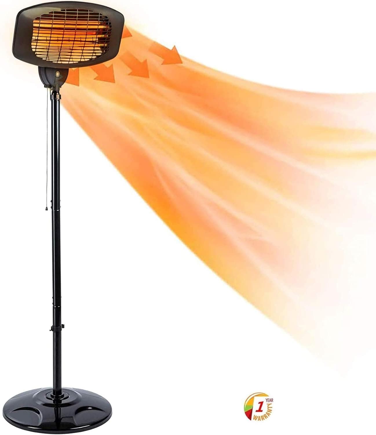 hmercy Outdoor Heater Electric Patio Heaters - 1500W Telescopic Freestanding Quartz Bulb Garden Heaters, Adjustable Temperature 3 Seconds Instant Warm