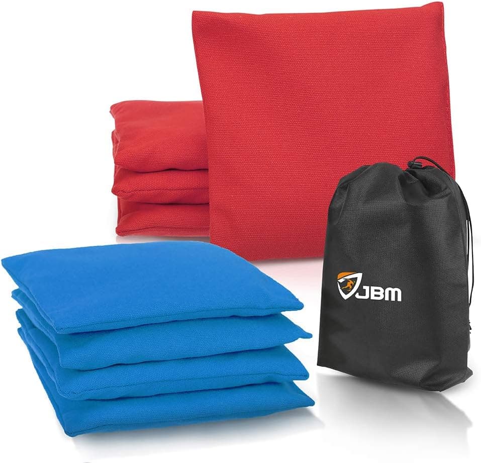 JBM Cornhole Bag (Pack of 8) Weather Resistant Cornhole Bags with Recycled Plastic Pellets for Tossing Corn Hole Game - Free Carrying Bag Included