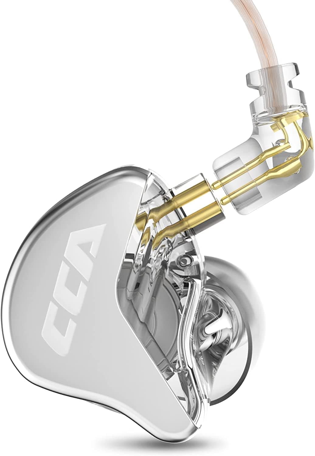in Ear Monitor CCA CRA Ultra-Thin Diaphragm Dynamic Driver IEM Earphones Bass Earbuds with 2Pin Removable Cord,Compatible with iPhone Android,iPad MP3, Fits All 3.5mm Interface Devices(Silver)
