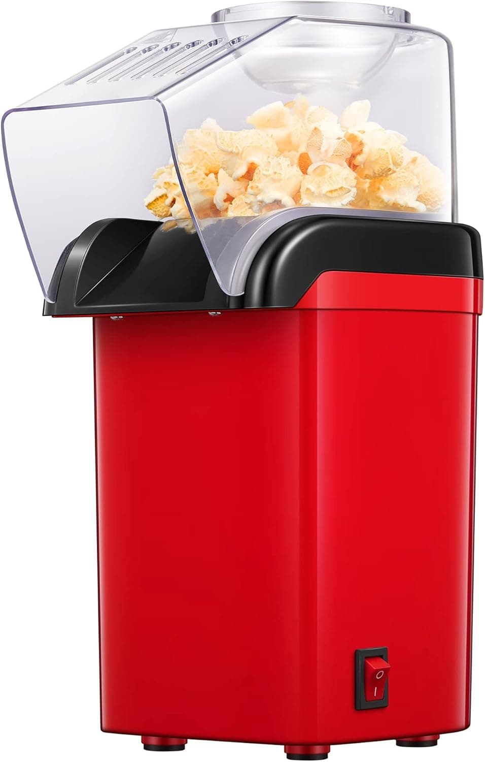 Ke- Hot Air Popcorn Maker, 1200W Fast Electric Popcorn Popper with Measuring Cup and Removable Top Cover, Easy To Clean & Healthy Oil Free, Perfect for Home Movie Theater, BPA-Free, Red