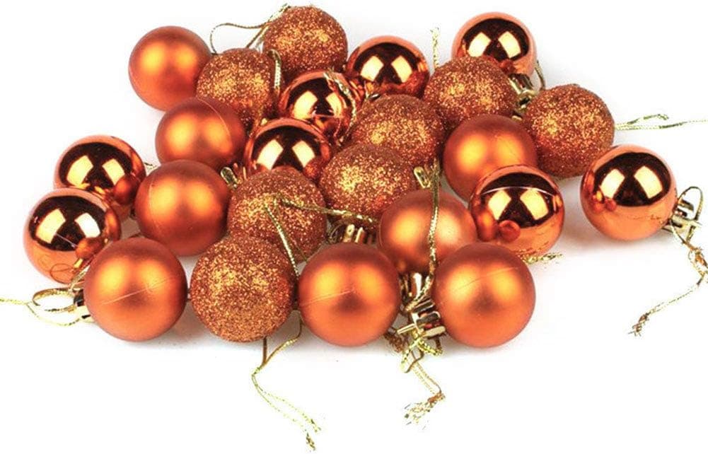 AKOAK 24 Pcs Christmas Ball Ornaments Multicolor Christmas Tree Decoration Balls for Holiday Wedding Party Decoration,with Hanging Hole and Short Line,Diameter 40mm(1.57") (Copper)