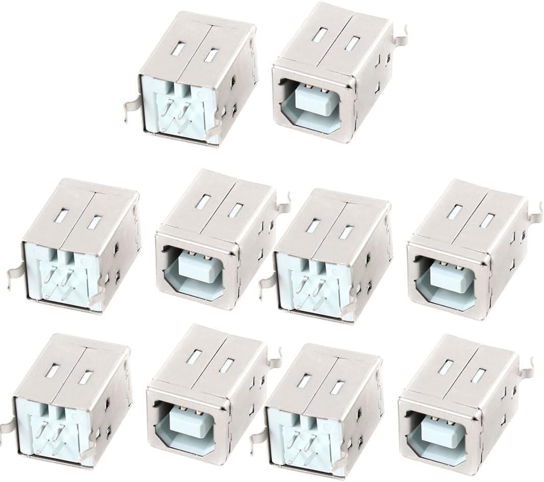 uxcell 10pcs USB 2.0 Type B Socket Jack 4 Pins 180 Degree Female Connector