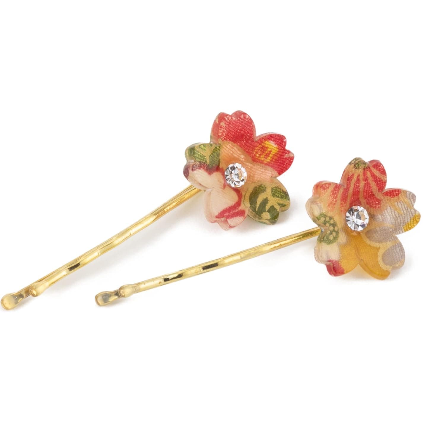 Japanese Floral Bobby Pins ( flower bobby pins SAKURA 2pair 201-Red ) Hair Pins / Vintage Hair Accessory Clips Hair Decorative Flower Fashion Acryl / for Women Girls