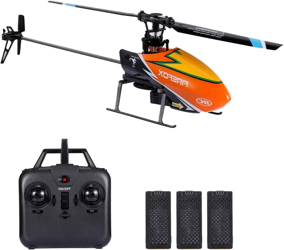 GoolRC C129 RC Helicopter for Adults and Kids, 4 Channel 2.4Ghz Remote Control Helicopter with 6-Axis Gyro, Aileronless RC Aircraft with Altitude Hold and 3 Batteries (Orange)