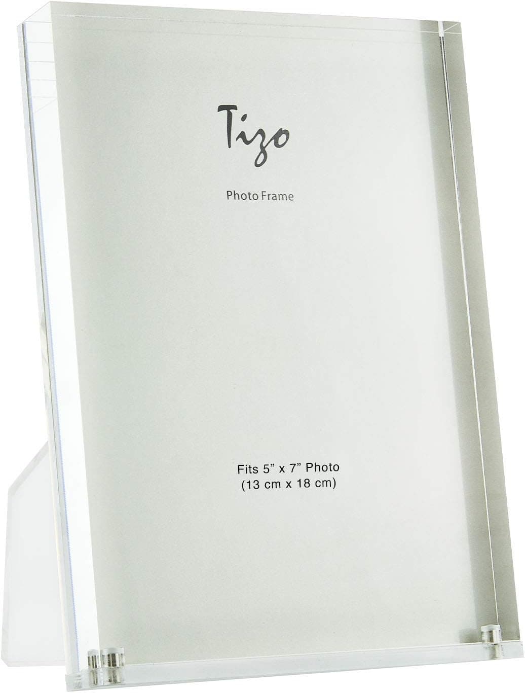 TIZO Design Vertical 5x7 Lucite Picture Frame, Durable 1 Inch Thick Clear Lucite & Magnetic Closures, Elegant & Practical Boutique Quality Photo Frame (Multiple Colors Available)