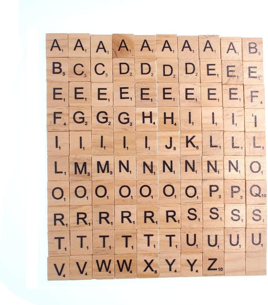 Raylinedo® 100X Wooden Scrabble Tiles Letter Alphabet Scrabbles Number Crafts English Words Fixed