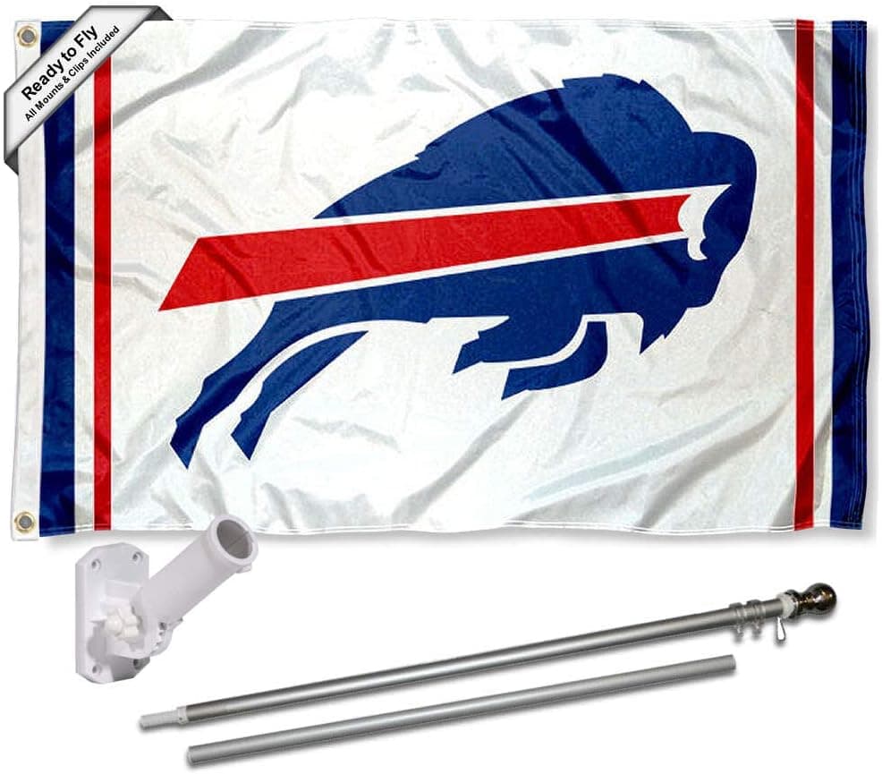 Buffalo Bills White Flag Pole and Bracket Mount Kit