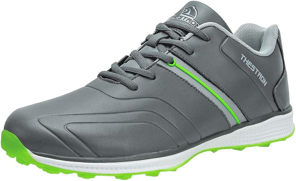 THESTRON Men Golf Shoes Spikeless Sport Sneakers Walking Training Shoes … Grey