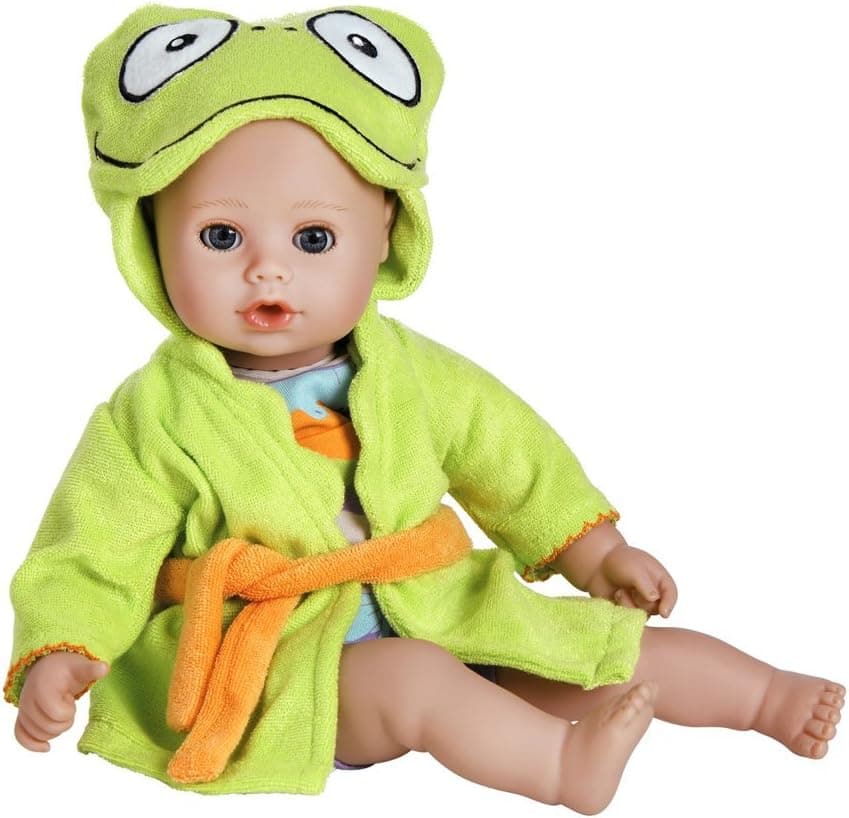 Adora Baby Bath Toy Frog, 8.5 inch Bath Time Baby Tot Doll with QuickDri Body,Blue,green