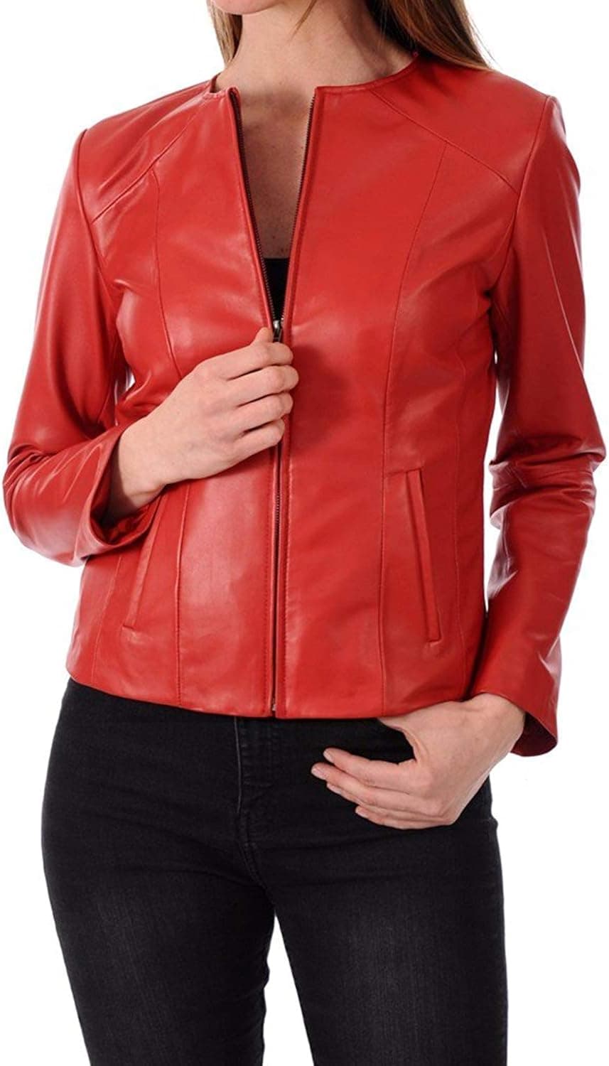 D DOLLY LAMB Lambskin Leather Moto Biker Jacket - Winter Wear