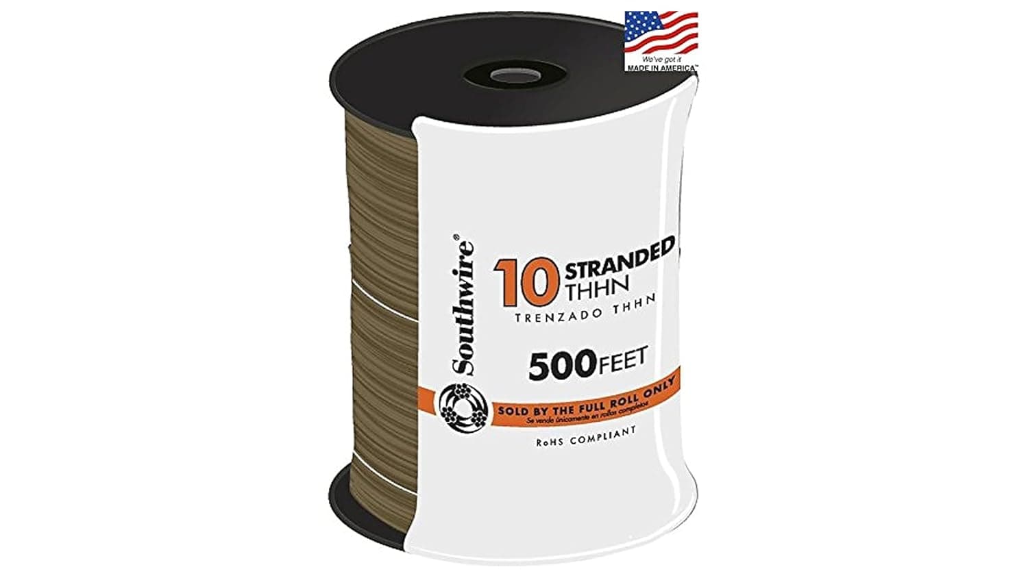 Southwire 500-ft 10-AWG Brown Copper THHN Wire (by-The-Roll)