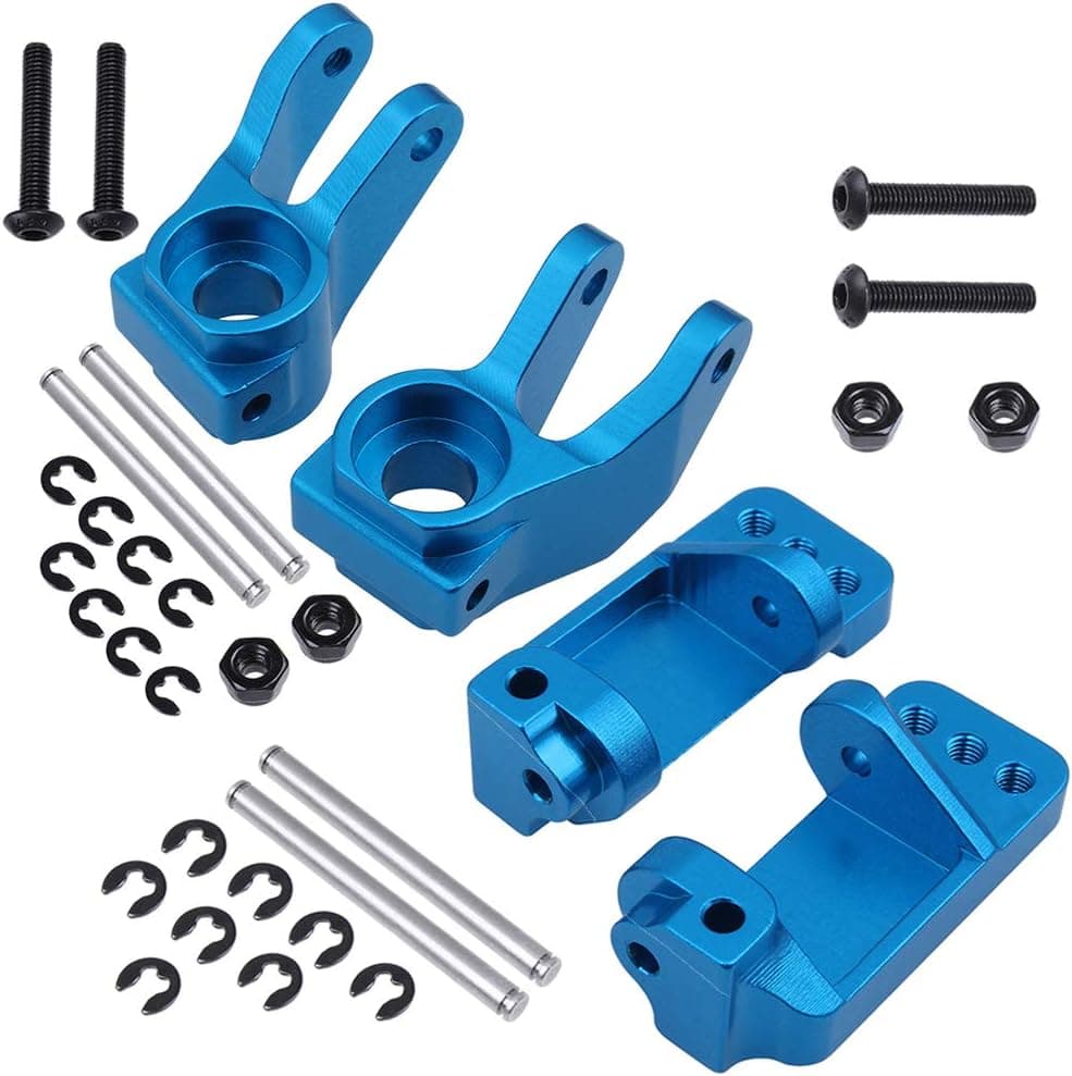 Hobbypark Aluminum Steering Blocks & Caster Blocks Replacement of 3736 3632 for Traxxas Slash 2WD Upgrade Parts (Blue)