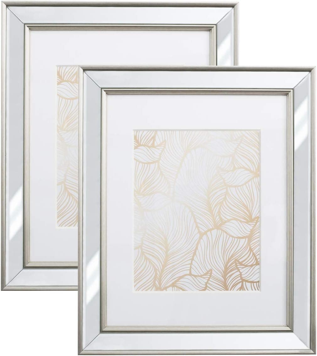EcoHome 8x10 Picture Frame Mirrored - 2 Pack - Mount Desktop Display, Frames