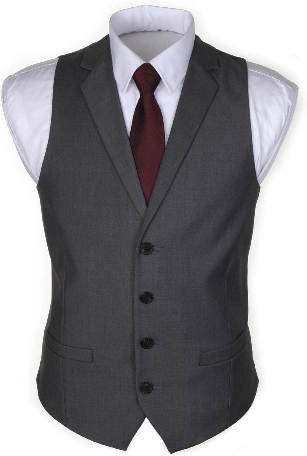 Ruth&Boaz Men's 2Pockets 4Buttons Business Tailored Collar Suit Vest