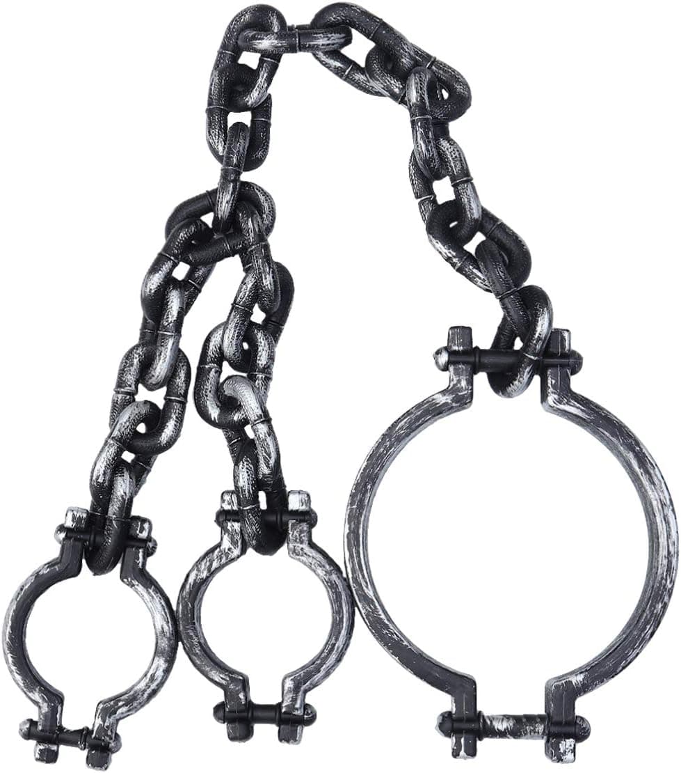 VALICLUD Halloween Toy Handcuffs Fake Chain Shackles Handcuffs Head Cuffed Halloween Costume Prop for Prisoner 103cm/ 40. 6