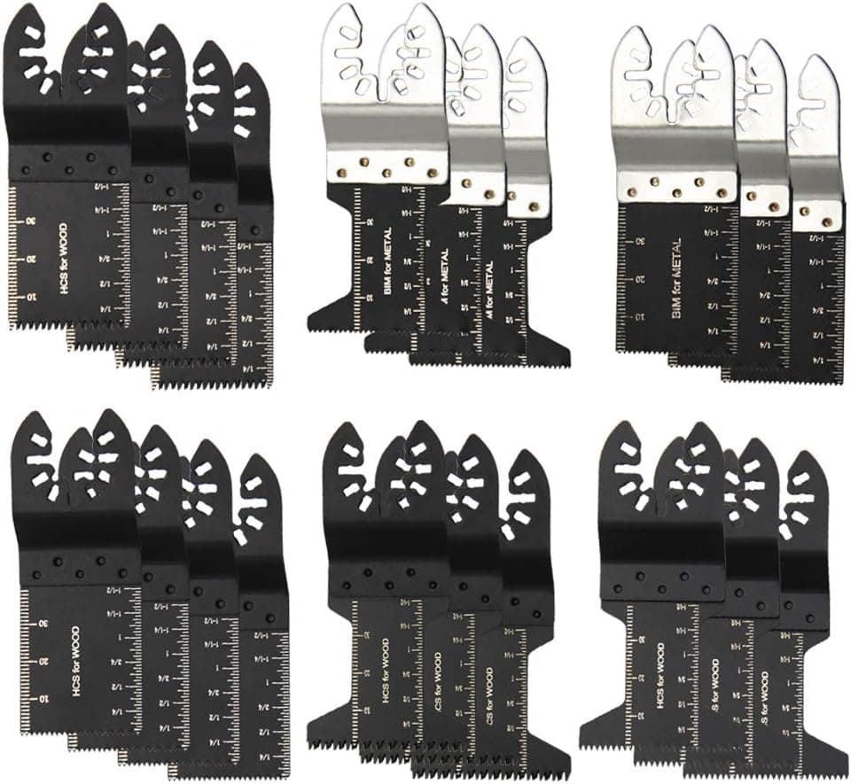 SAND MINE 20 Pcs Oscillating Saw Blades, Professional Wood/Metal/Plastic Universal Multitool Quick Release Saw Blades for Fein Multimaster