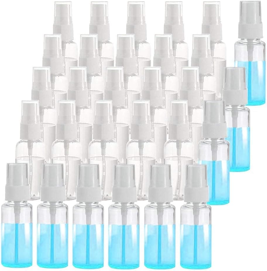 30 PCS 1oz Clear Plastic Mist Spray Bottle,Mini Spray Bottles,Transparent Travel Bottle,Portable 30ml Refillable Spray Sprayer Bottle for Travel, Cleaning, Essential Oils