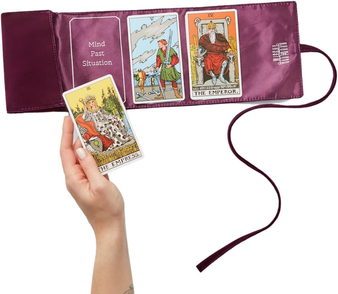 Witchy Cauldron Tarot Wrap, Bag, Pouch, Satin Tarot Storage and Cloth, Tarot Deck Storage Holder, Tarot Spread Pattern