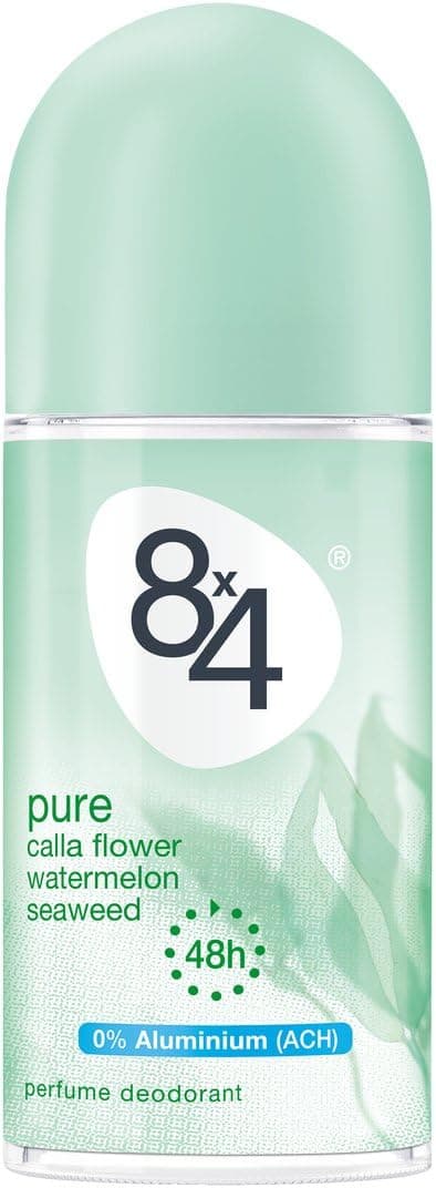 8x4 Pure Perfume Deodorant Roll-On Aluminum Free 50 ml / 1.7 fl oz