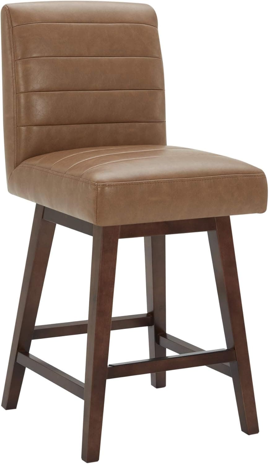 CHITA 26" Counter Height Faux Leather Swivel Barstool, Modern Upholstered Bar Stool, 360° Free Swivel, Brown