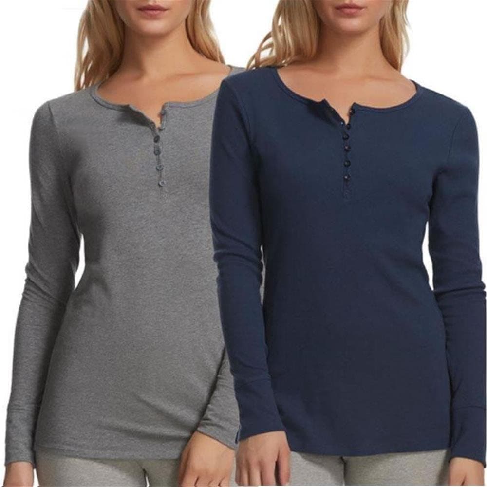 Felina Women's Cotton Modal Henley T-Shirt (Pack of 2)