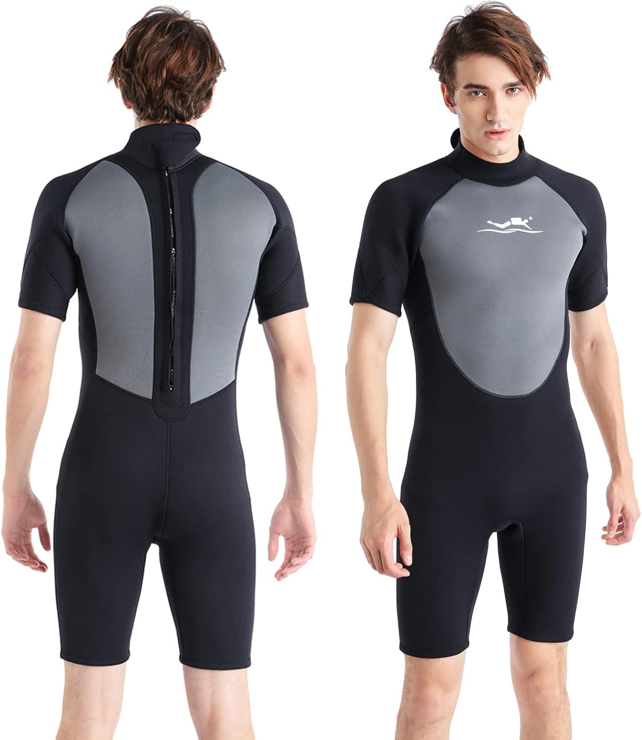 PZZMY Wetsuit Shorty Men 3mm Neoprene Suits Short Diving Suits Paddle Boarding Surfing Suit Short Sleeve Wetsuit for Scuba Diving Canoeing Snorkeling Shortie Wetsuits Men
