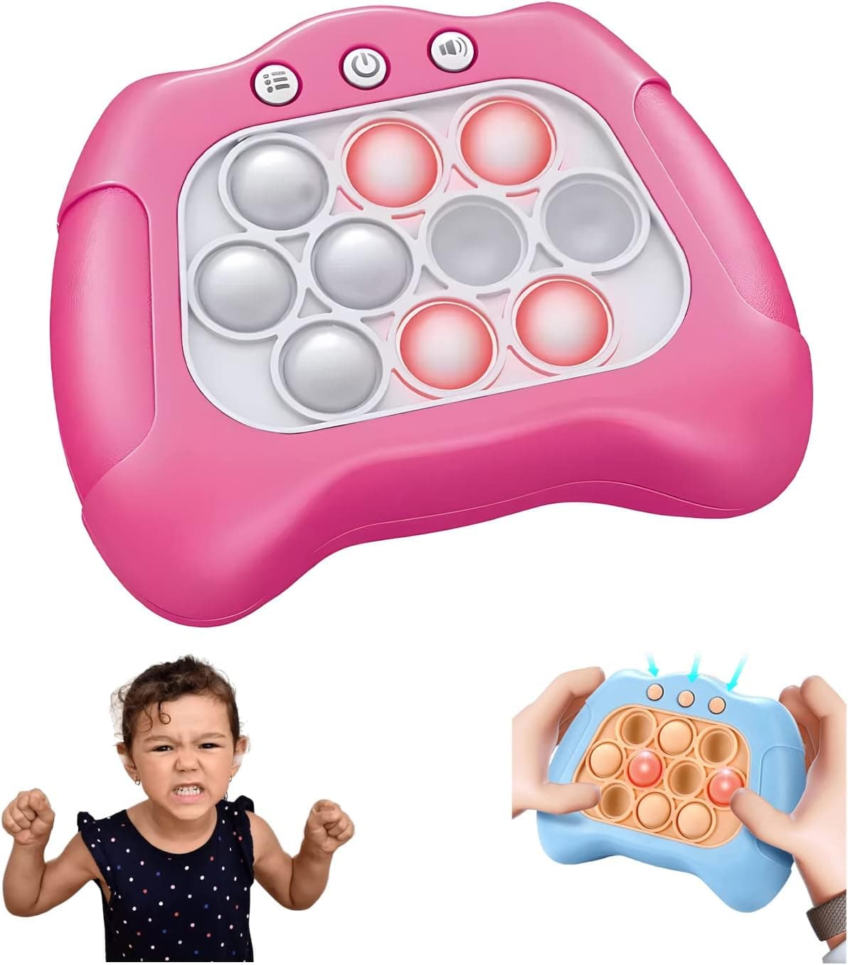 Decompression Breakthrough Puzzle Game Machine, Pop Jigsaw Puzzle Game Fidget Game Toys, Suitable for a Variety of Scenes, Such As Children's Parties, Adult Meetings, Daily Work and Life, Etc (Pink)