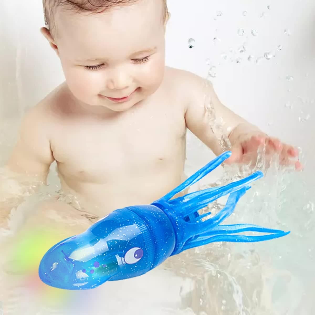 Diving Squid Pool Bath Toys for Kids,Electric Octopus Diving Fish,Torpedo Summer Toys, Swimming Training Pool Game for Learning to Swim,Squid Underwater Toys for Kids and Adults(8.3in,Blue)