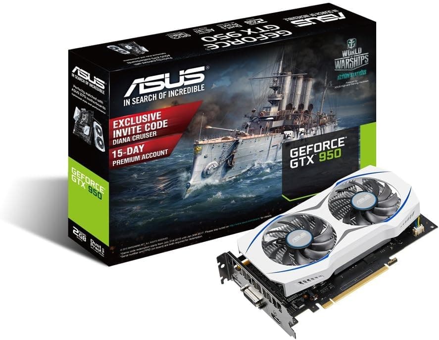 ASUS GTX950 2G GDDR5 PCI Express 3.0 HDCP Ready SLI White Shroud Video Graphics Cards GTX950-2G