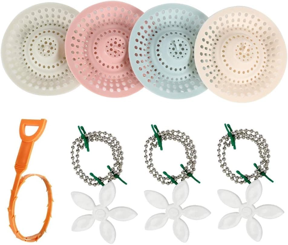 KINDPMA 8 Pack Drain Hair Catcher Shower Drain Cover Silicone Shower Hair Catcher Durable Hair Catcher Bathtub Drain Cover Easy to Install and Clean Suit for Bathroom Bathtub Sewer Kitchen