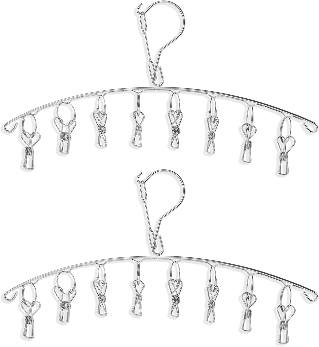 JAUREE Clothes Drying Rack, Stainless Steel Laundry Hanging Rack for Balcony and Courtyard, Suitable for Socks, Underwears, Drying Towels and Baby Clothes (Hanger, 8clips)