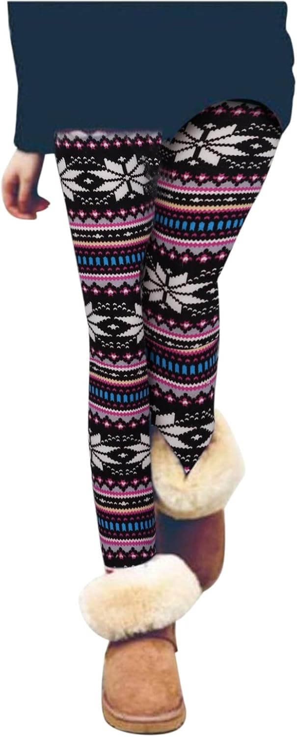 FORUU Tights for Women Christmas Printed Holiday Leggings Elastic All-Match Slim Pants Leggings High Waisted Leggings