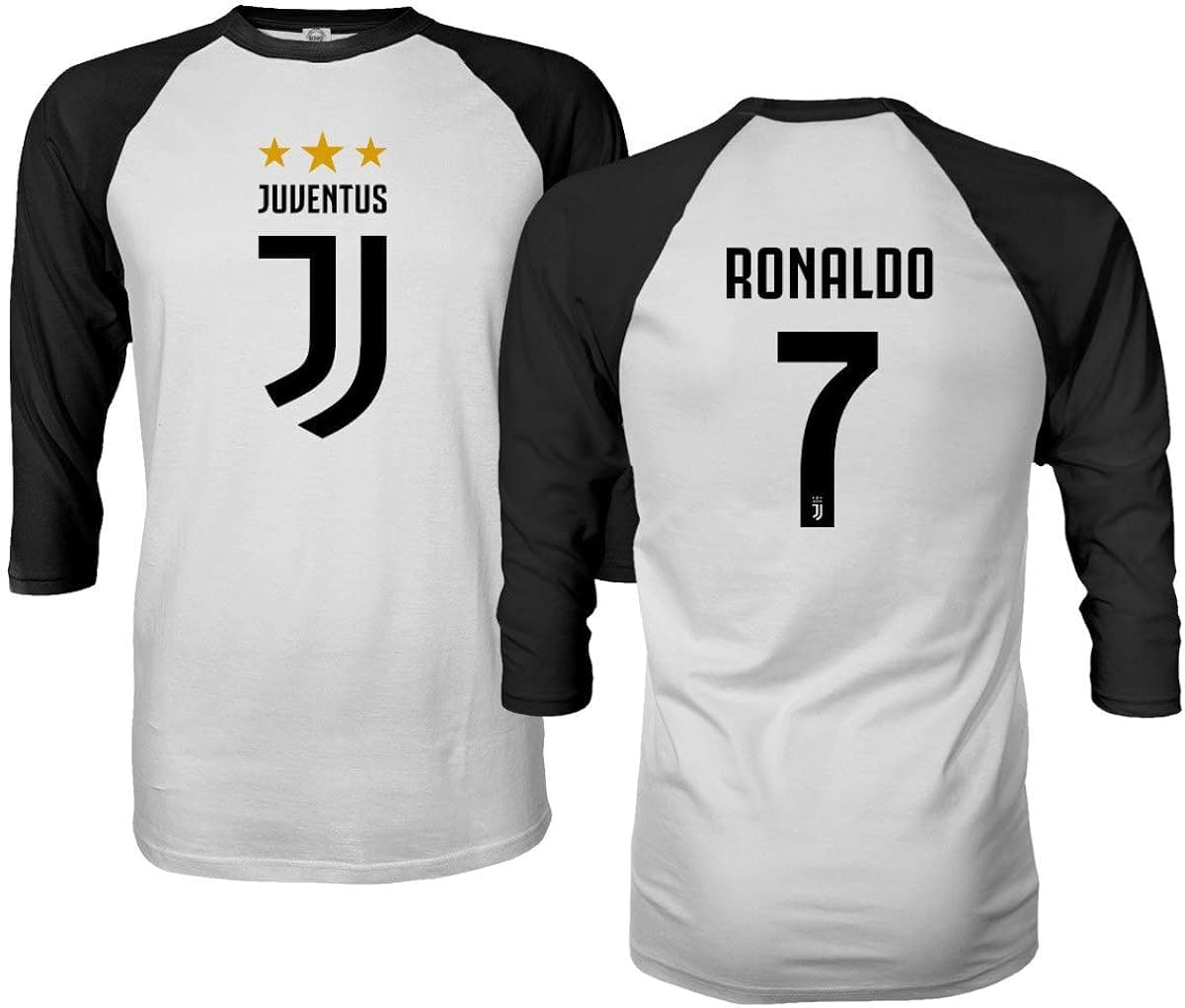 Spark Apparel Soccer Shirt #7 Cristiano Ronaldo CR7 Men's Quarter Sleeve Raglan T-Shirt