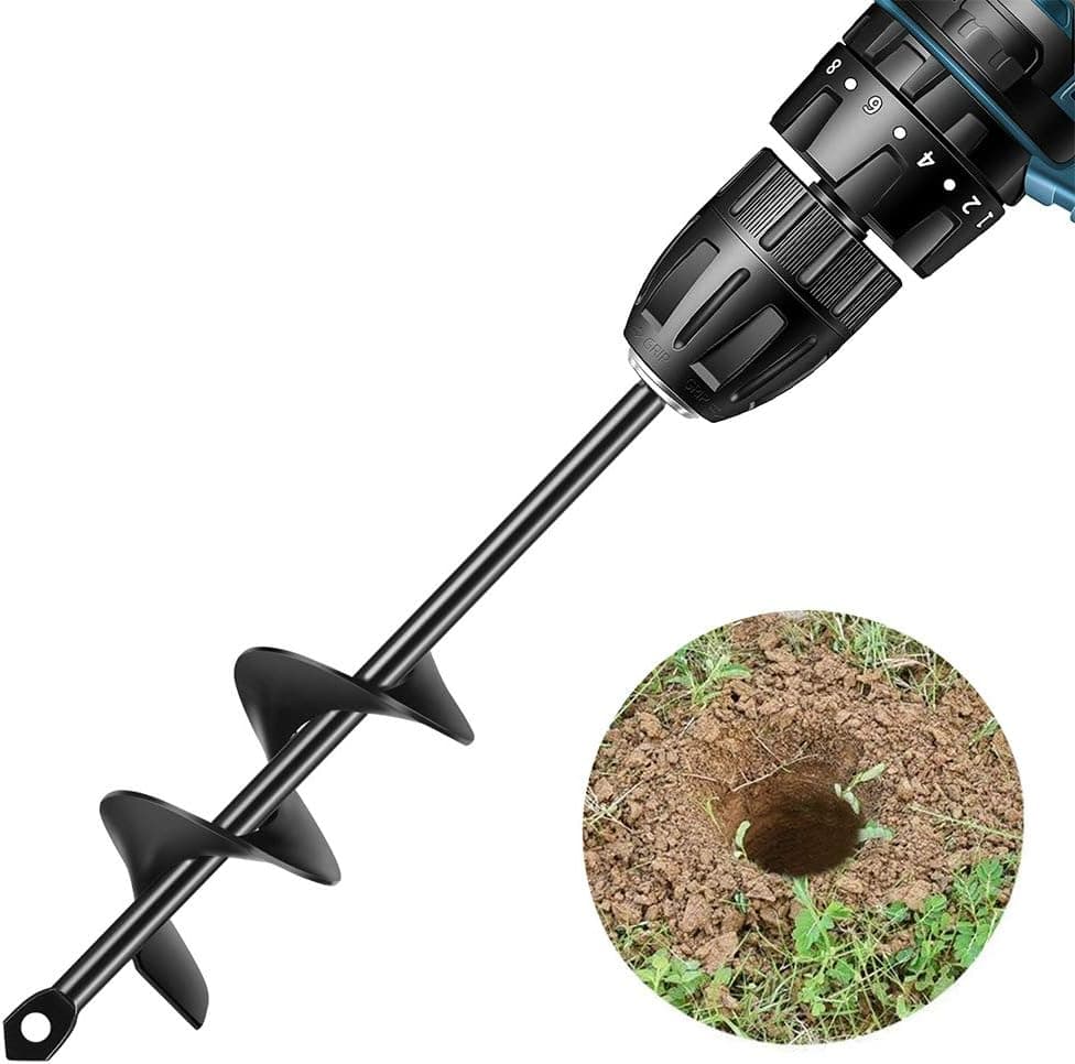 Auger Drill Bit for Planting, Garden Auger Spiral Drill Bits 1.6" x 9" Rapid Planter for Planting Bulb Seedlings&Bedding - Post Hole Digger for 3/25" to 1/2" Hex Drive Drill (1.6'' x 9'')