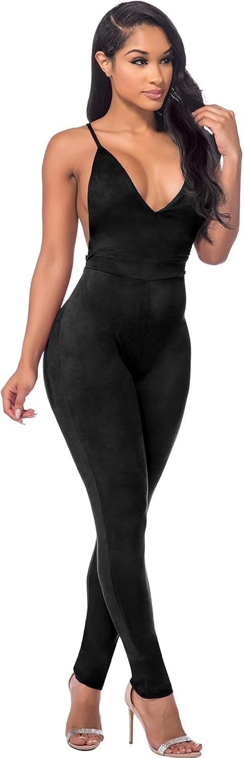 Sedrinuo Women's Top Cross Backless Jumpsuit
