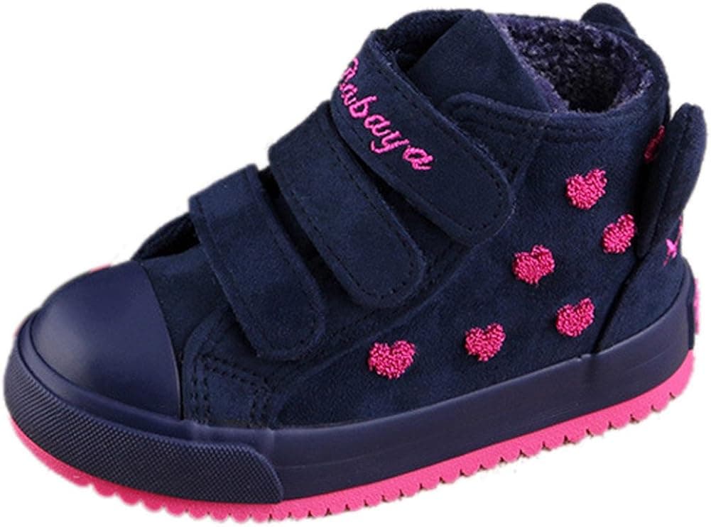 Femizee Fashion Style Double Hook & Loop Cute Children Girls Canvas Shoes Casual Flat Sneakers