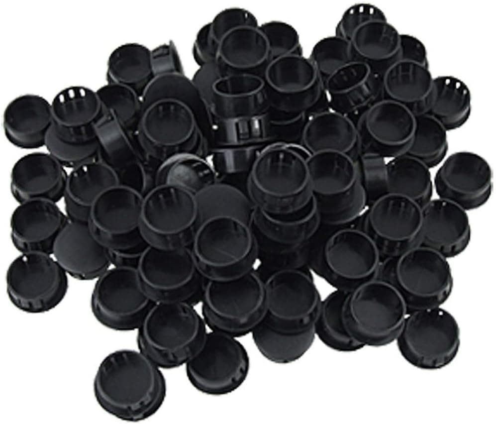 SODIAL(R) 100 Pieces Black Plastic 5/8" Dia Hole Locking Plugs