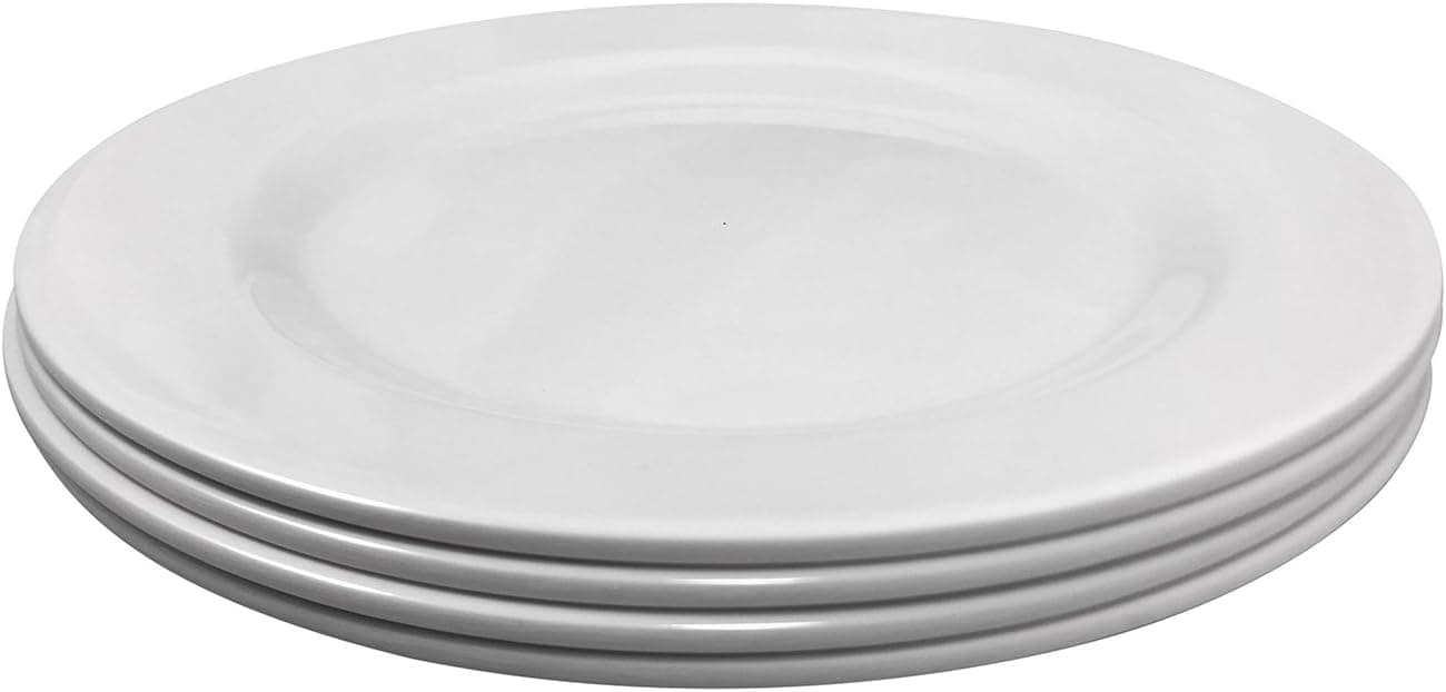 Clever Home White Melamine 11 in Round Dinner Plates - Set of 4