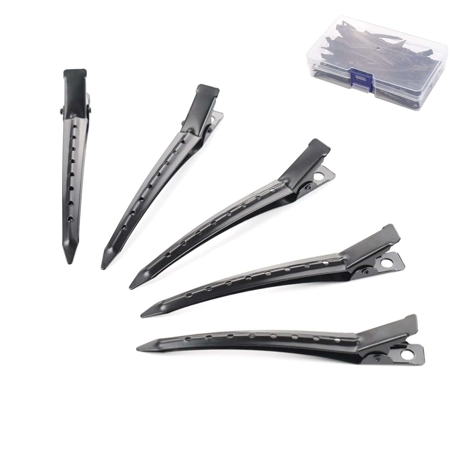 BBGifts 40 Pack 3.5'' Duck Bill Hair Clips with Holes, Rustproof Black Metal Hair Barrettes Professional Alligator Clips for Salon and Women Girls Bows DIY Accessories
