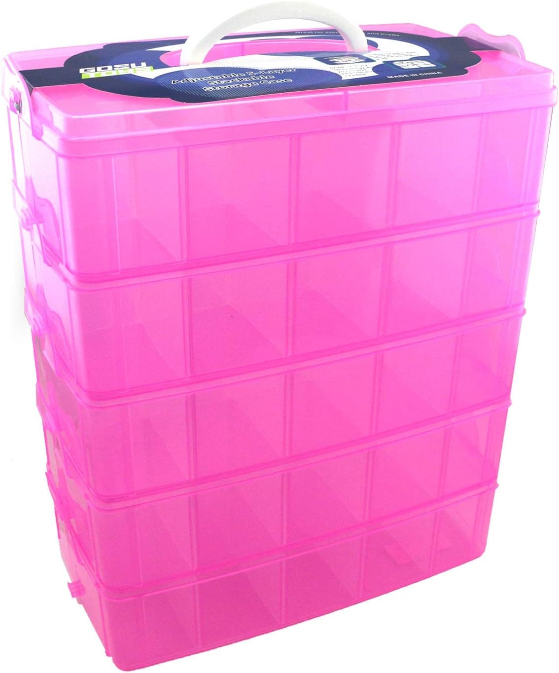 Gosu Toys Stackable Storage Container Case - 50 Adjustable Compartments - Compatible with Doorables, Legos, Shopkins, Littlest Pet Shop, Hatchimals, Grossery Gang, Twozies, Hot Wheels, and More!