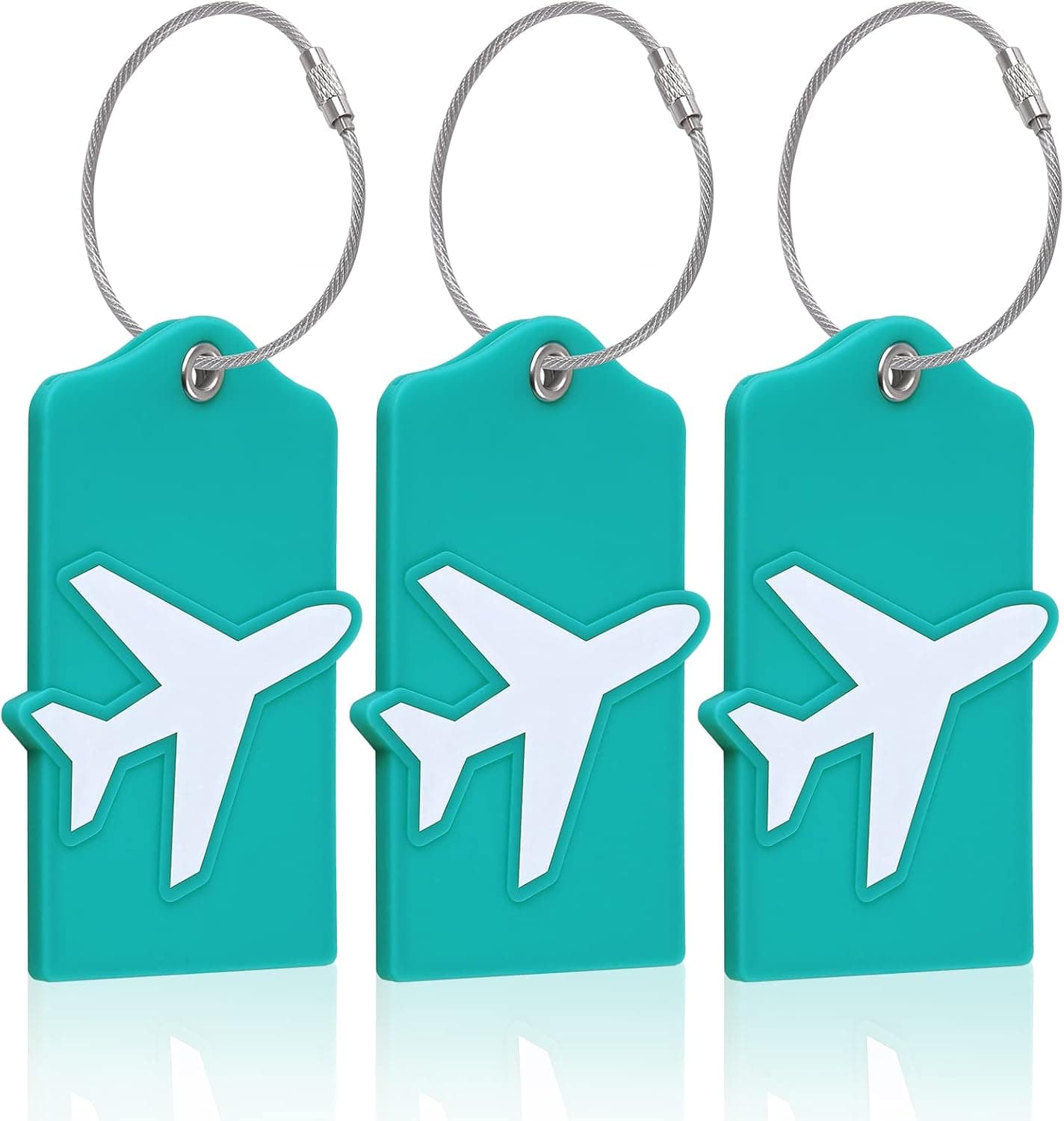 Vigorport Luggage Tags with Name ID Card, 3 Pack Flexible & Bright Silicone Luggage Tag for Suitcases TSA Approved, Best Travel Accessories for Baggage/Bag Identification (Lake Blue)