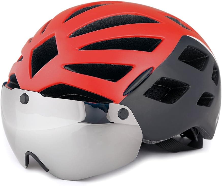 KINGBIKE Bike Helmet Bicycle Helmets Cycling for Adults Men Women Youth Detachable Magnetic Visor Shield Goggles UV4000 Protection LED Rear Light MTB Road Commute Street Specialized