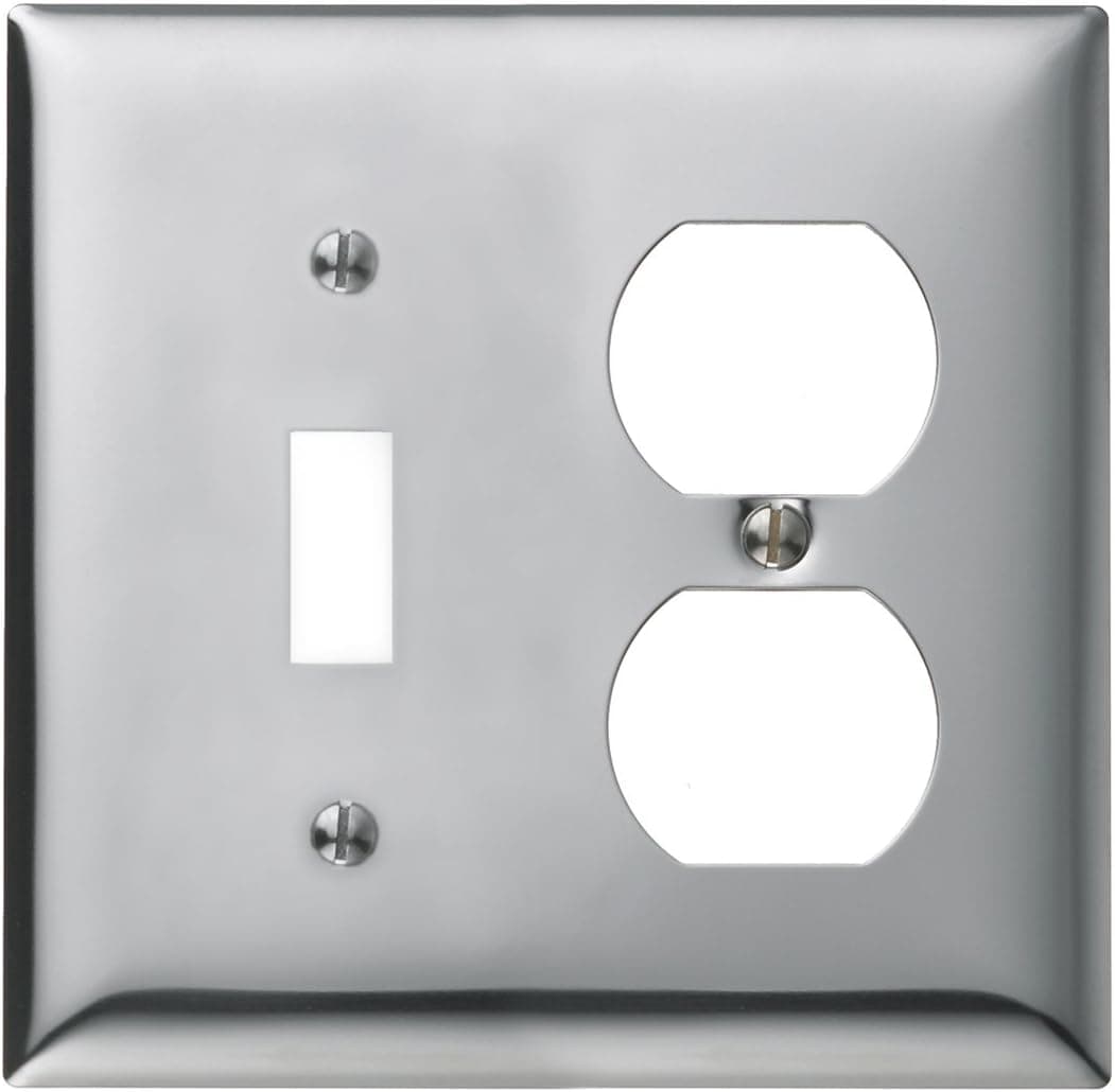 Bryant Electric SCH18 2-Gang 1-Toggle 1-Duplex Standard Size Wall Plate, Chrome