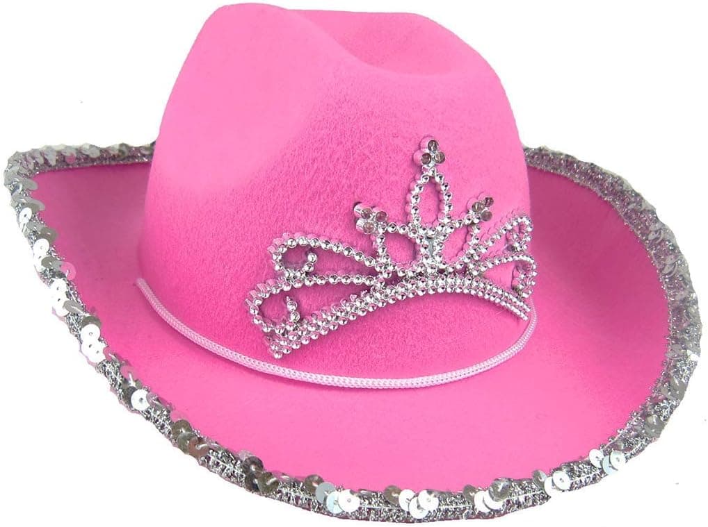 Rhode Island Novelty Child Pink Cowboy Hat with Blinking Tiara (1-Pack)